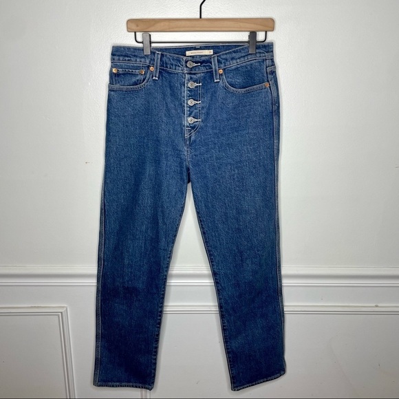 Levis Wedgie Straight Exposed Button Fly Jean Premium Denim